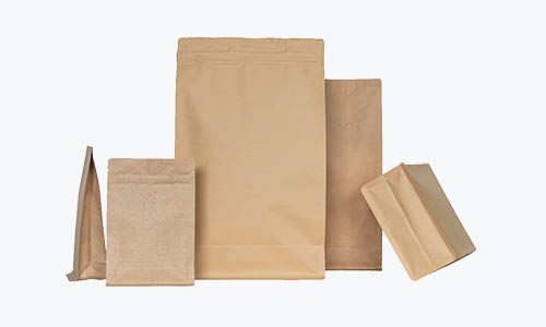 Flat Bottom stand-up pouches kraft paper